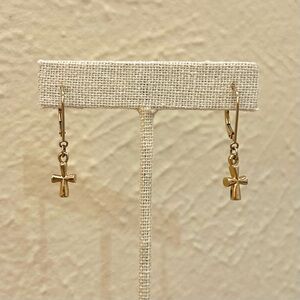 James Avery St. Teresa Cross Dangle Earrings Gold